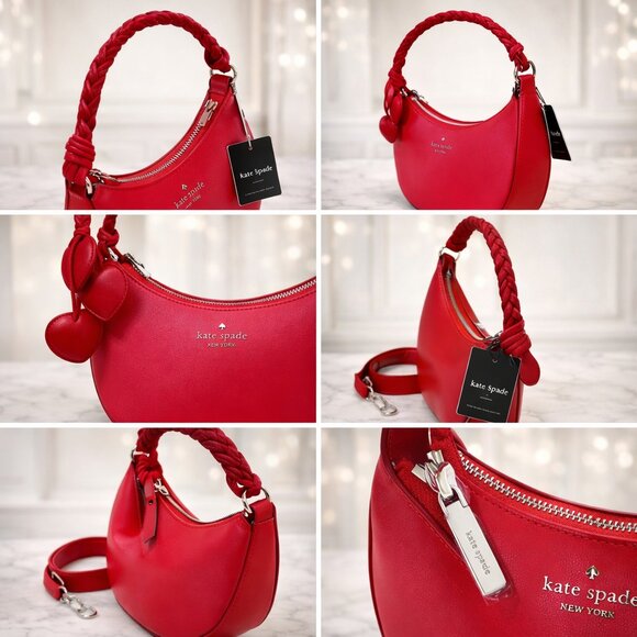 Kate Spade NWT Leather Nova Braided Strap Shoulder Bag in Red - Picture 4 of 7